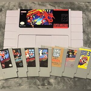 Nintendo Super Metroid case and NES Game Cartridge Coaster Collection - Gray